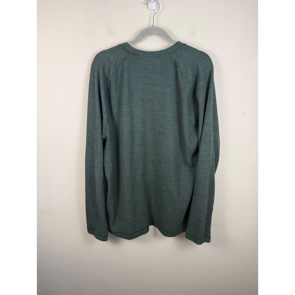 American Giant Mens 2XL Waffle Knit Thermal Long Sleeve Shirt Green Made in USA - Picture 3 of 5